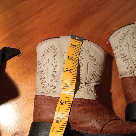 Old West Kids' Cowboy Boots - Brown and Cream Toddler Size 075 - Picture 3 of 9